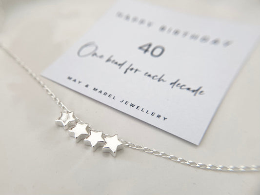 Sterling Silver Star Necklace for 40th Birthday