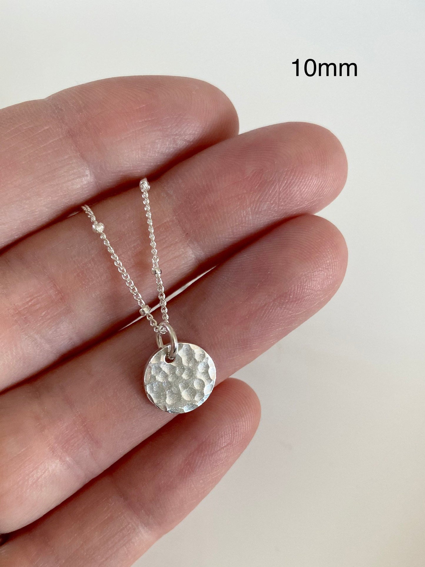 Sterling Silver Disc Necklace on Satellite Chain