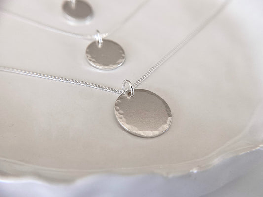 Sterling Silver Halo Disc Necklace