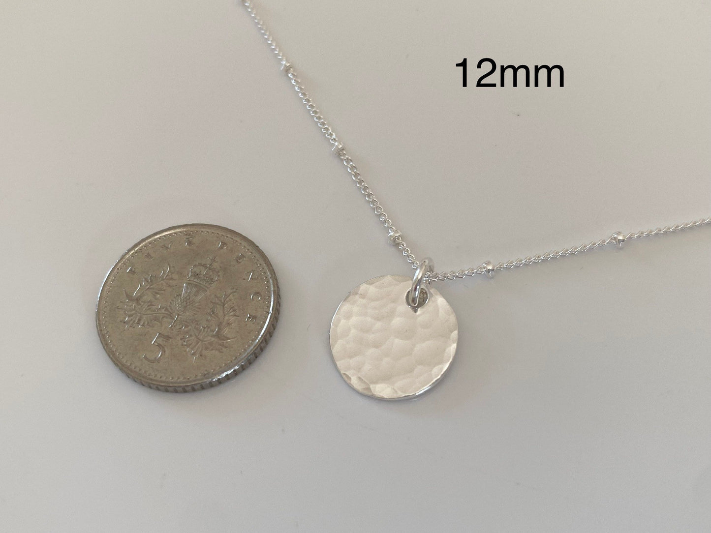 Sterling Silver Disc Necklace on Satellite Chain