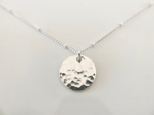 Sterling Silver Disc Necklace on Satellite Chain