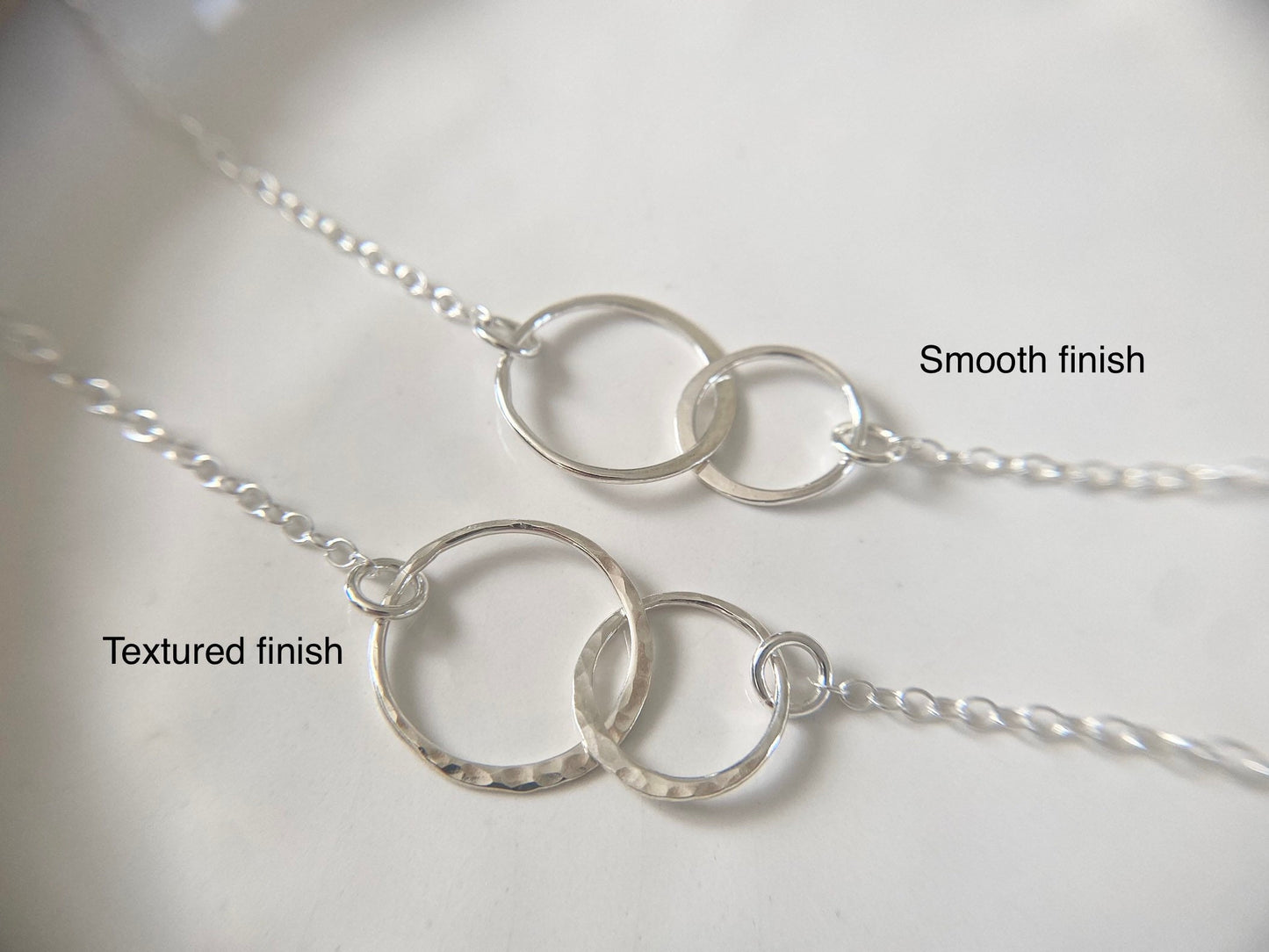 Silver Linked Double Circle Classic Necklace